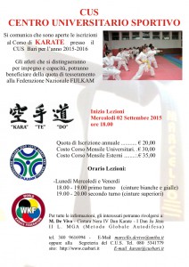 Inizio Corsi Karate Stagione 2015-2016