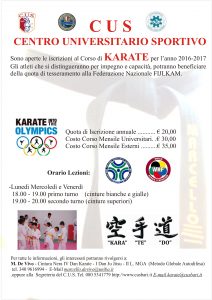 Iscriviti alla sezione Karate del Cus Bari !!