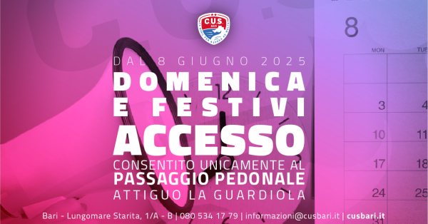 Avviso importante: accesso al Centro nei giorni festivi